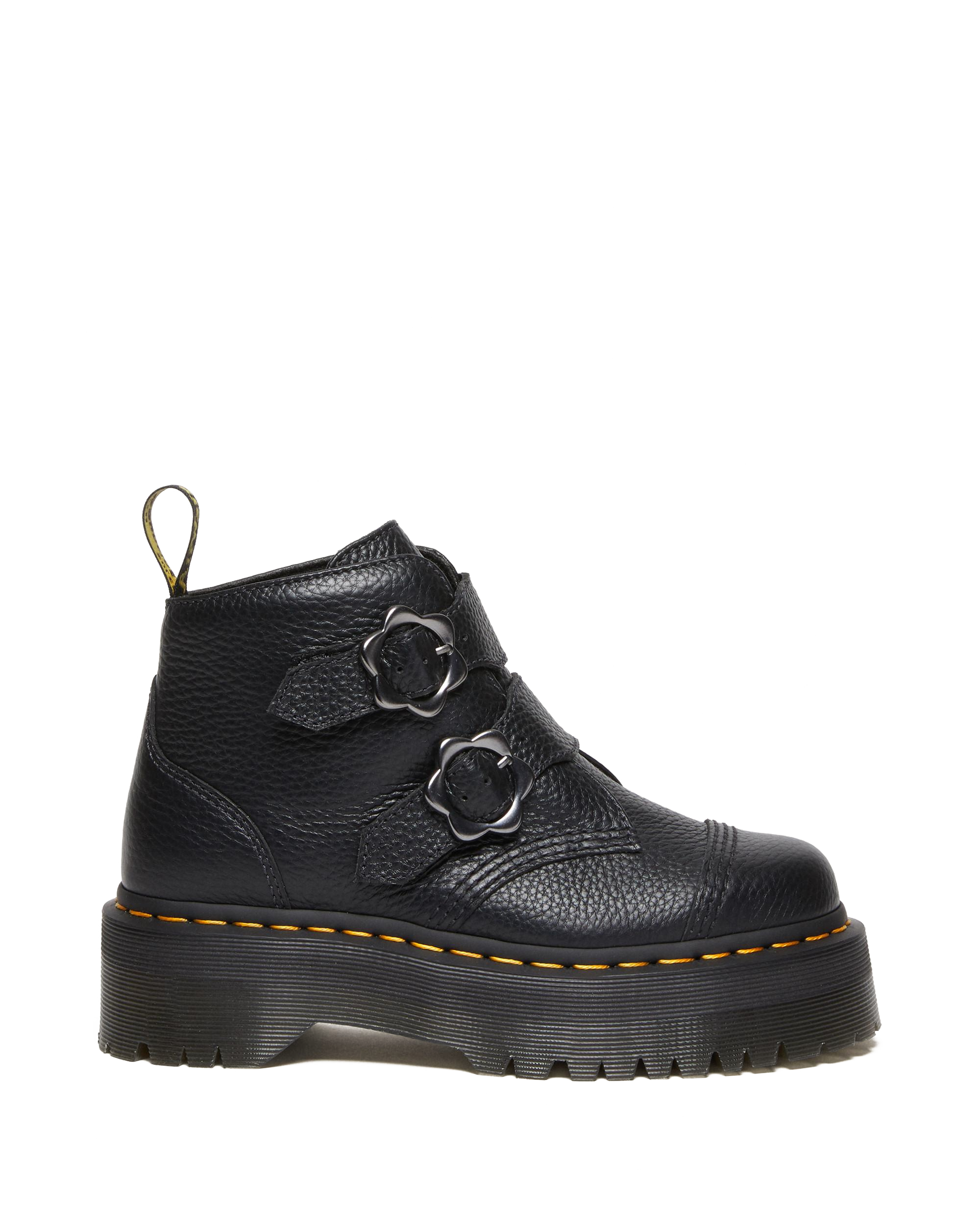 Devon Flower Buckle Leather Platform Boots
