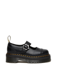 Addina Flower Buckle Leather Platform Shoes