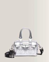 Mini Top Handle Bag Bag Silver Metallic Patent Lamper