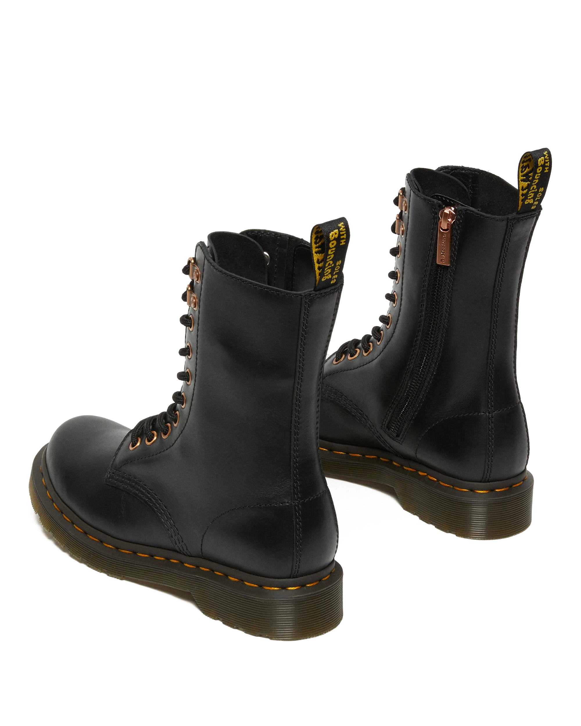 1490 Rose Gold Hardware Leather Mid Calf Boots