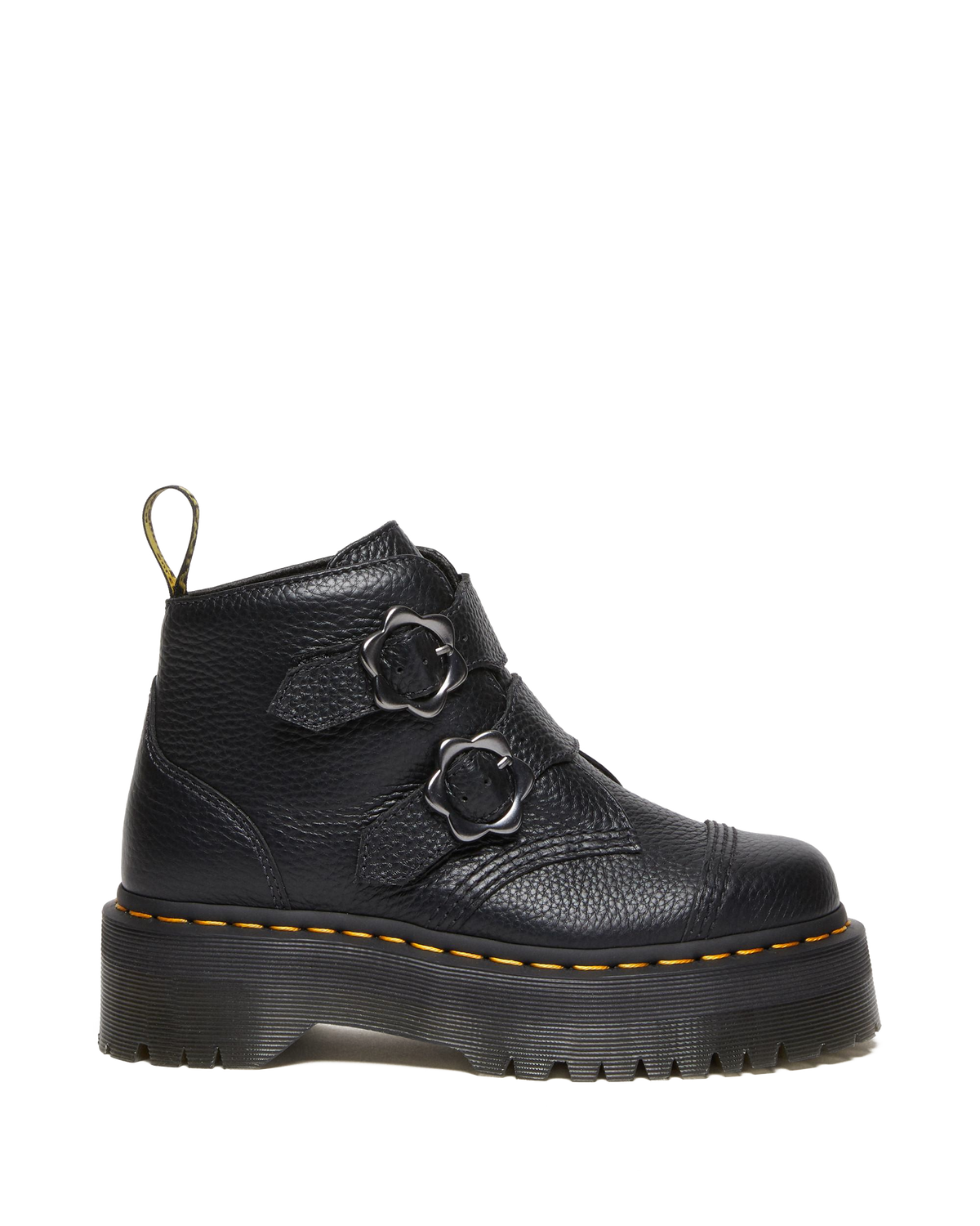 Devon Flower Buckle Leather Platform Boots