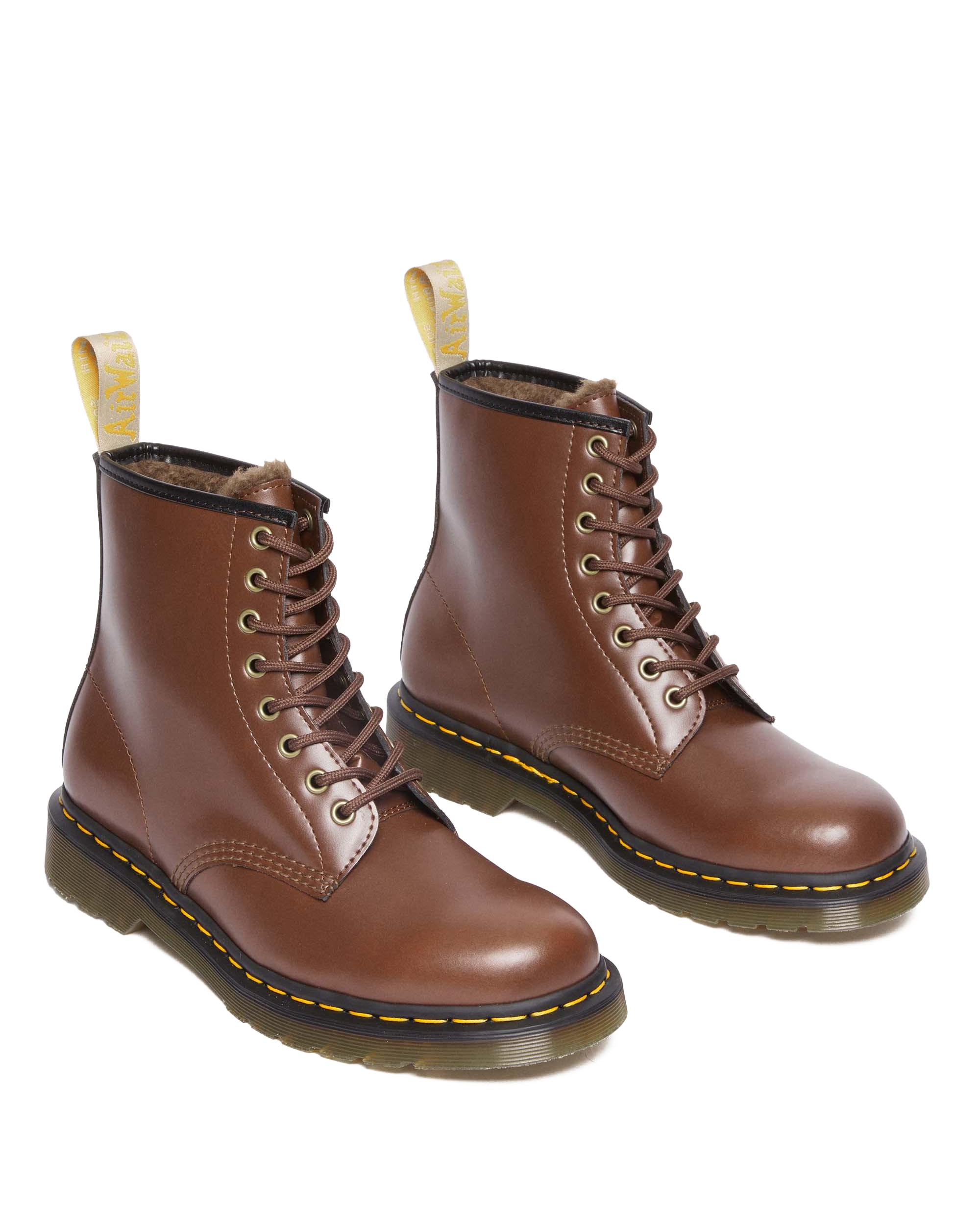 Vegan 1460 Faux Fur Lined Lace Up Boots