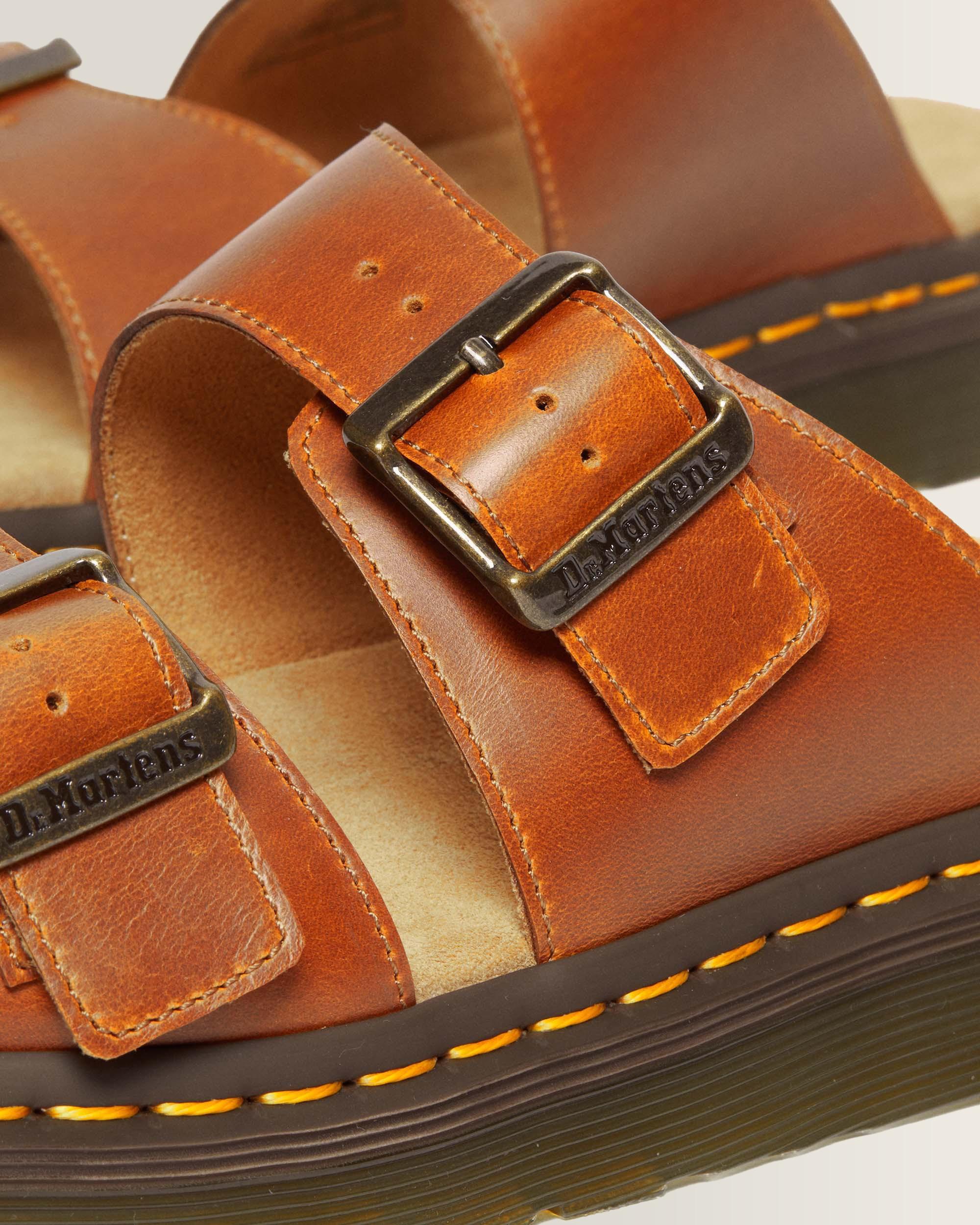 Josef Analine Leather Buckle Slide Sandals