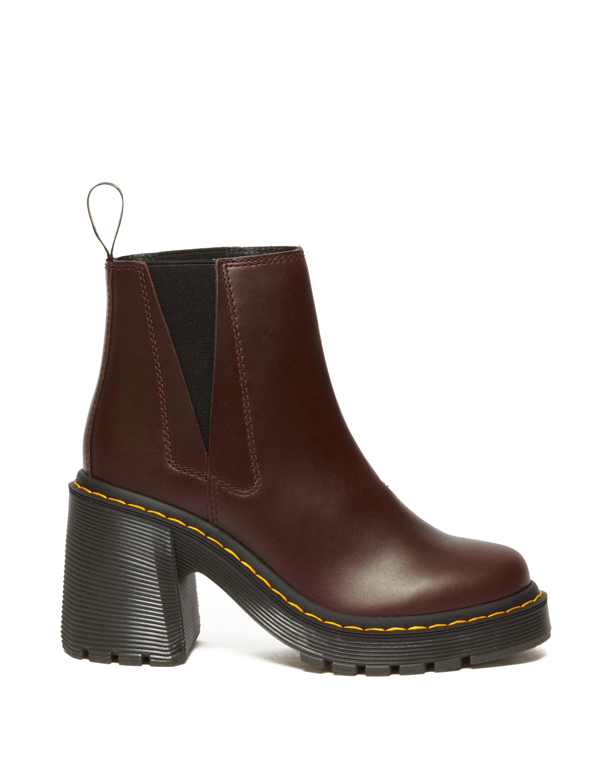 Spence Pull Up Leather Flared Heel Chelsea Boots