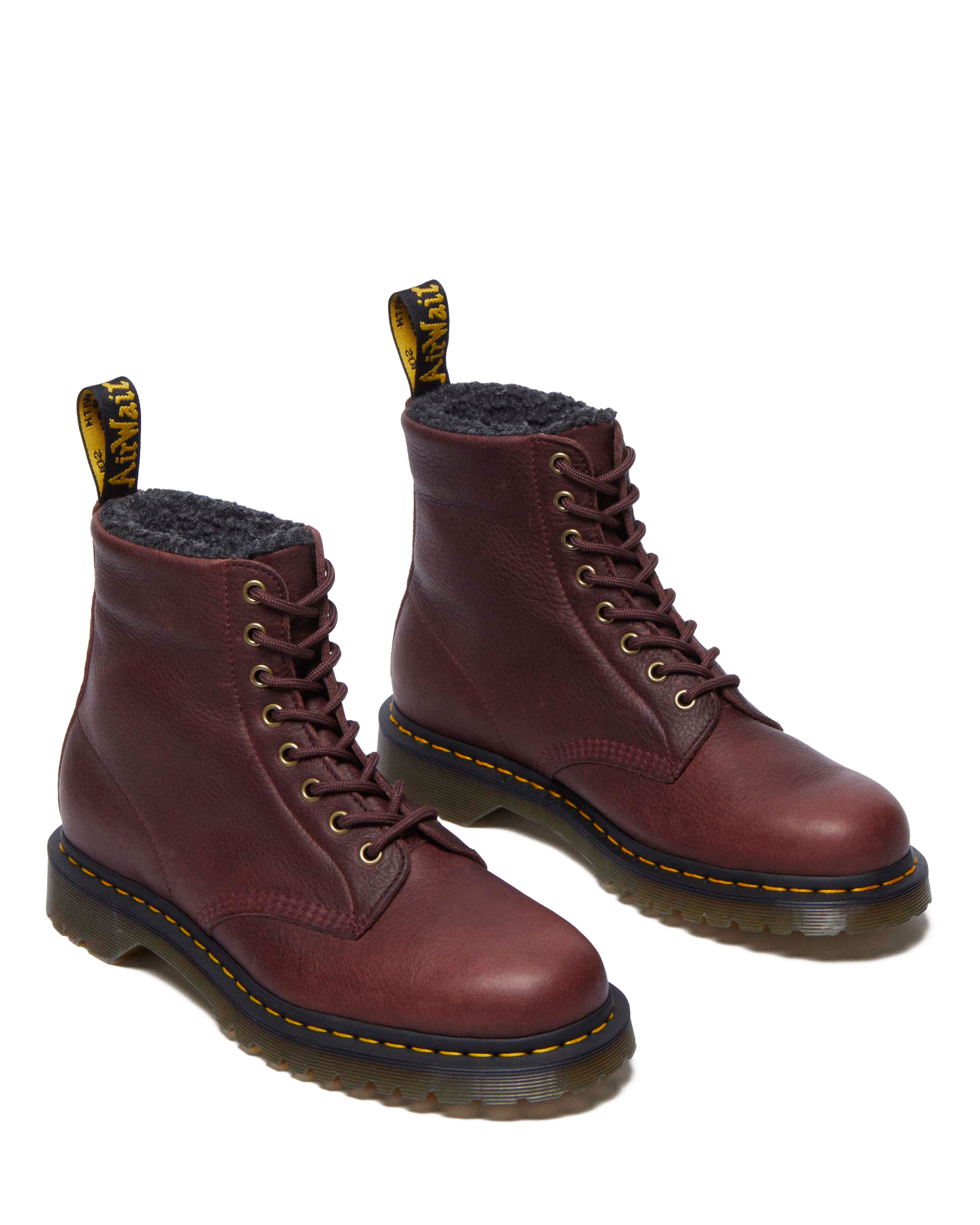 1460 Faux Fur Lined Grizzly Leather Lace Up Boots