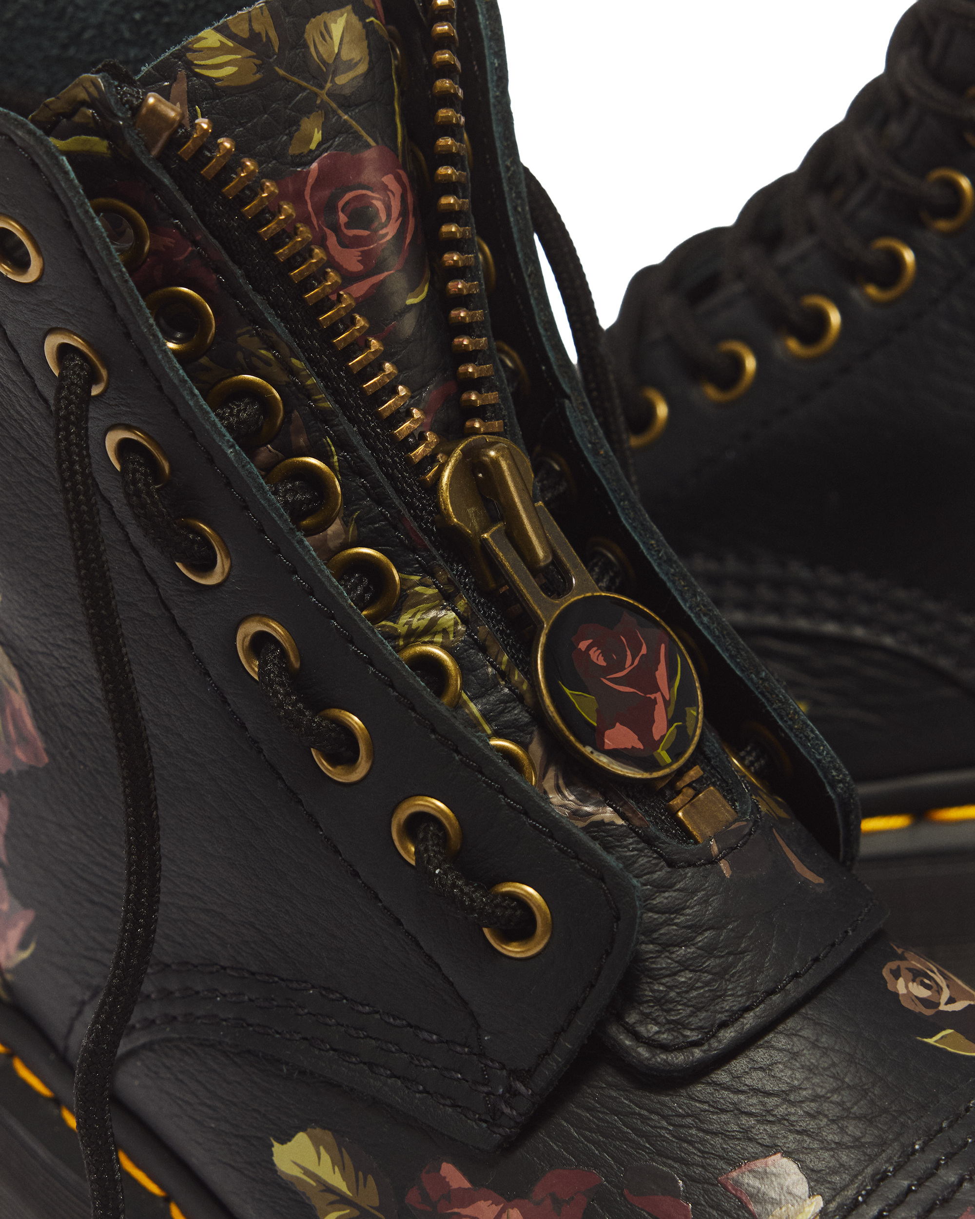Sinclair Decayed Roses Leather Platform Boots