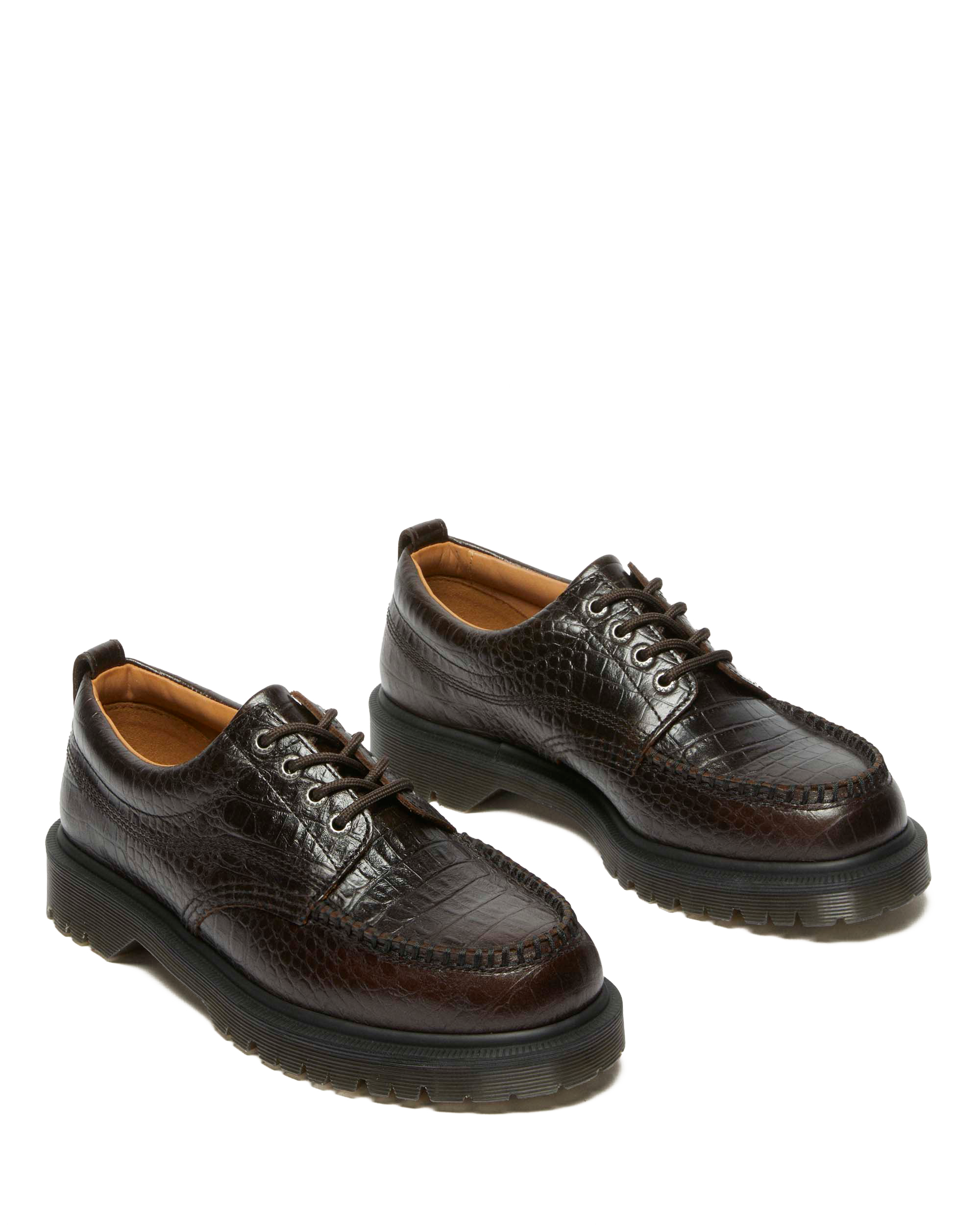 Lowell Crocodile Analine Leather Moc Toe Shoes