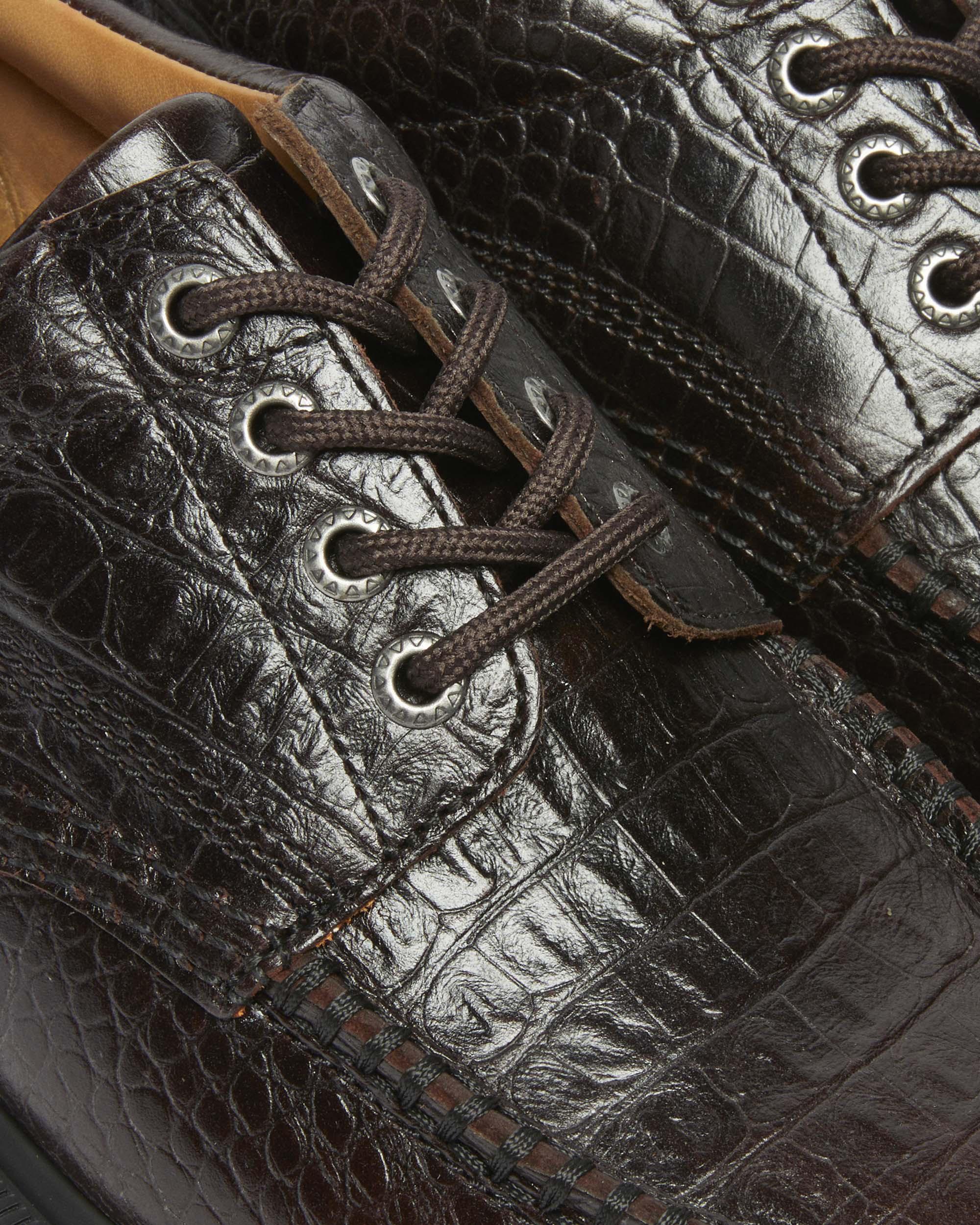 Lowell Crocodile Analine Leather Moc Toe Shoes