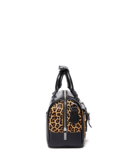 Leopard Print Hair-On Top Handle Bag