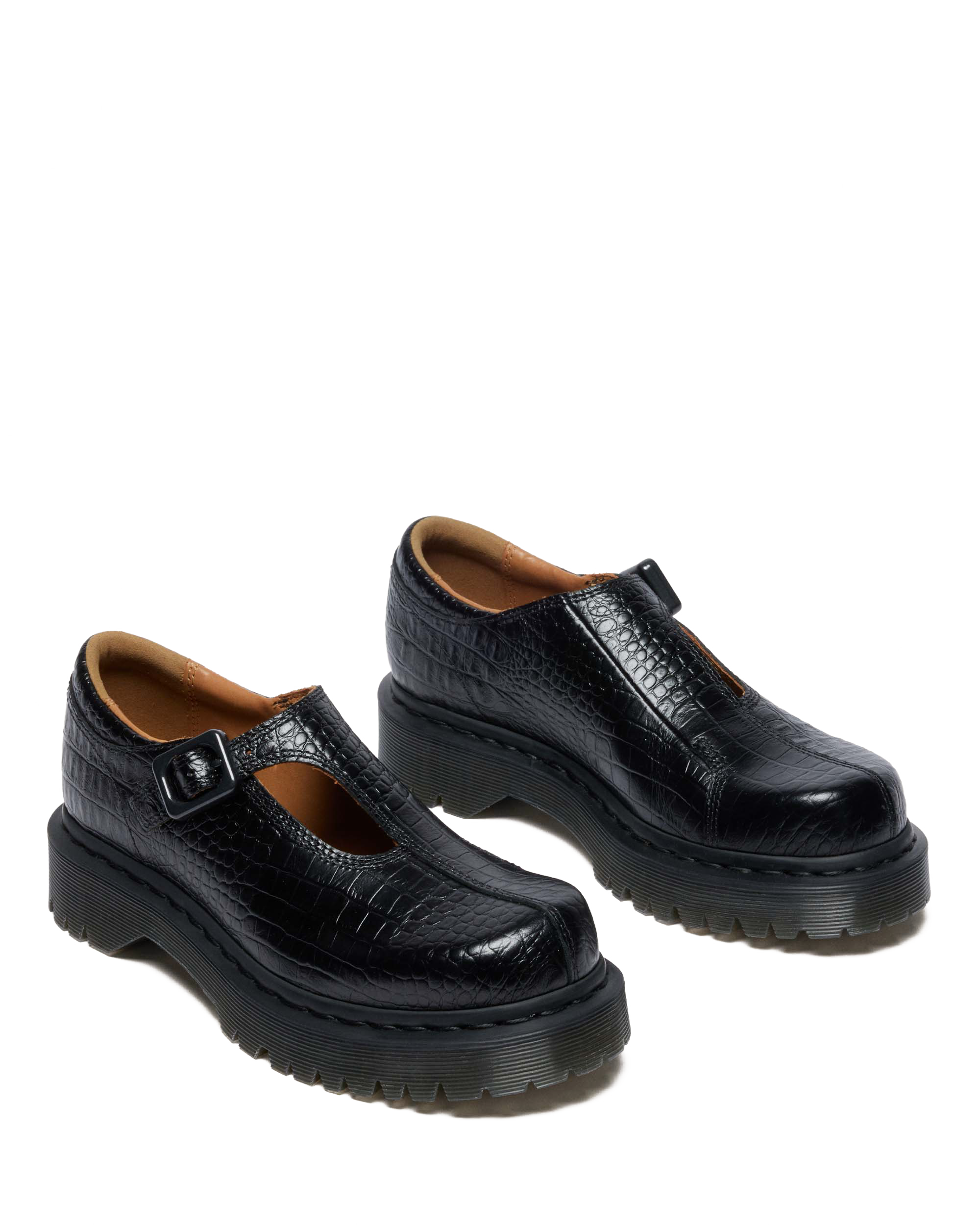 Rejena Mary Jane Croc Emboss Leather Shoes