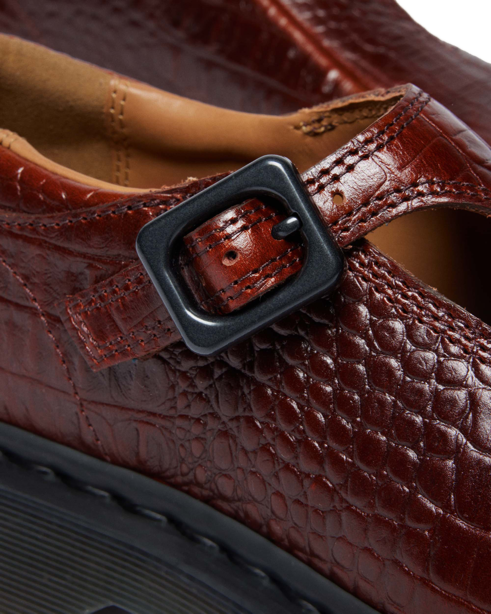 Rejena Mary Jane Croc Emboss Leather Shoes