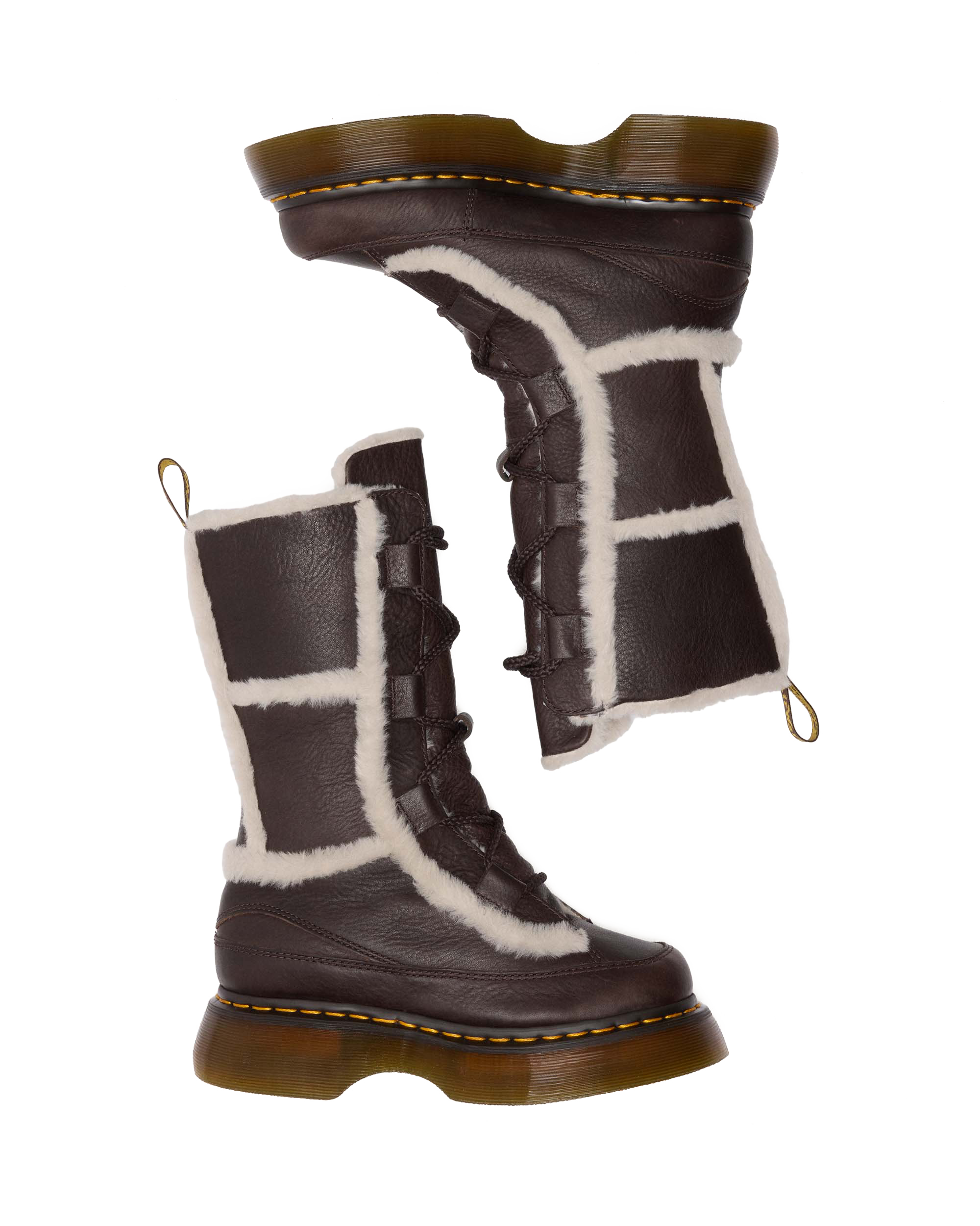 Buzz Lace Up Faux Fur Lined Grizzly Leather Boots