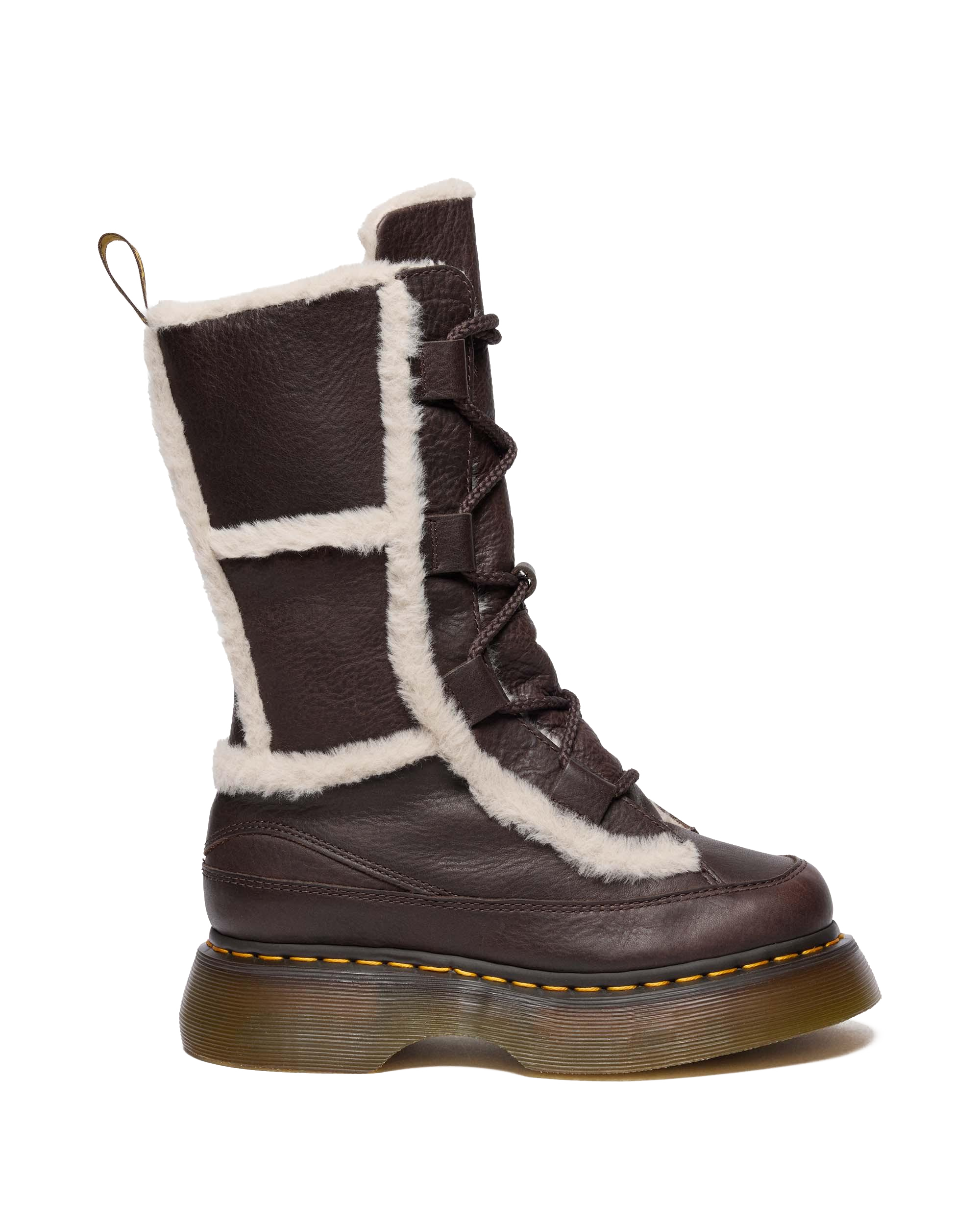 Buzz Lace Up Faux Fur Lined Grizzly Leather Boots