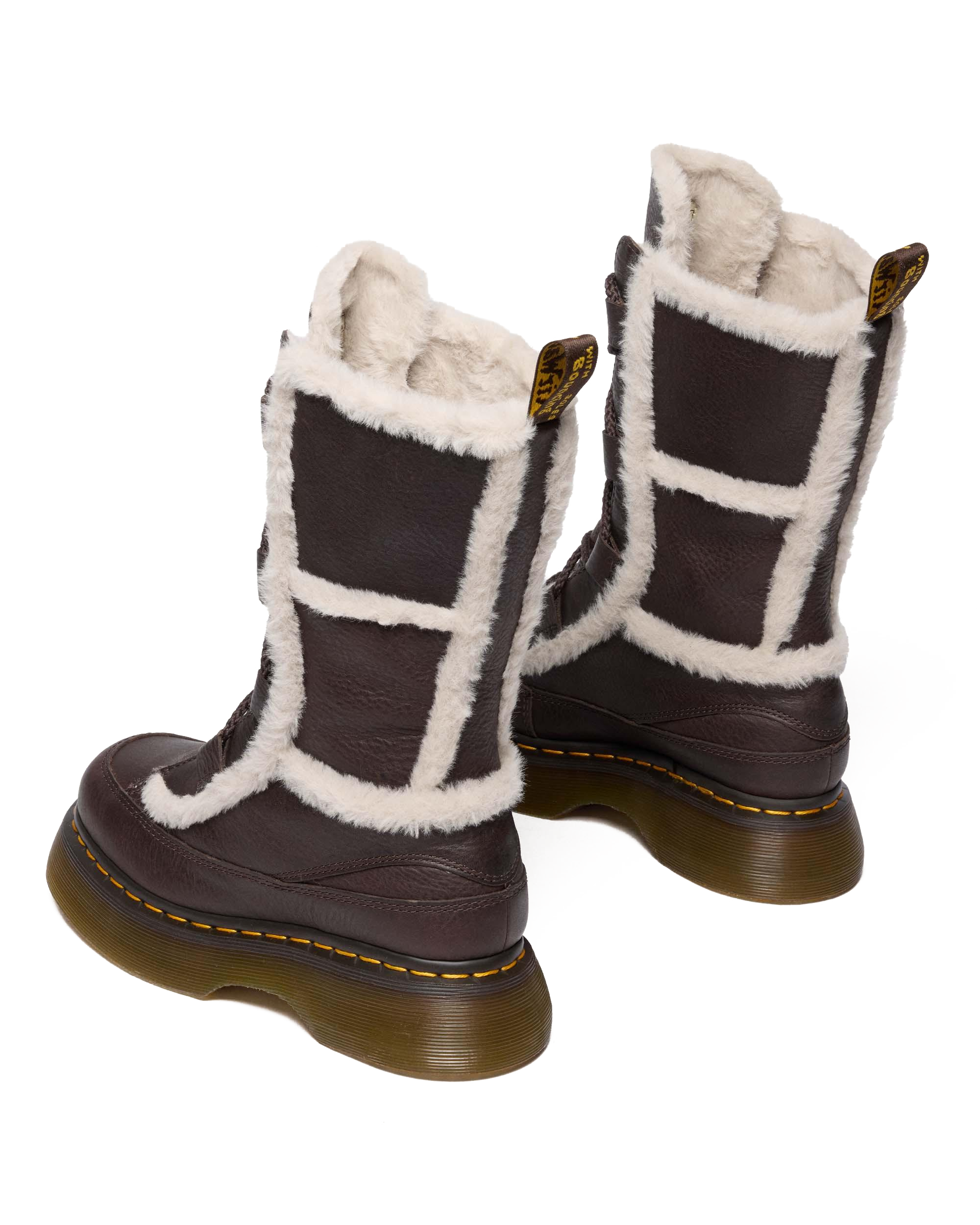Buzz Lace Up Faux Fur Lined Grizzly Leather Boots