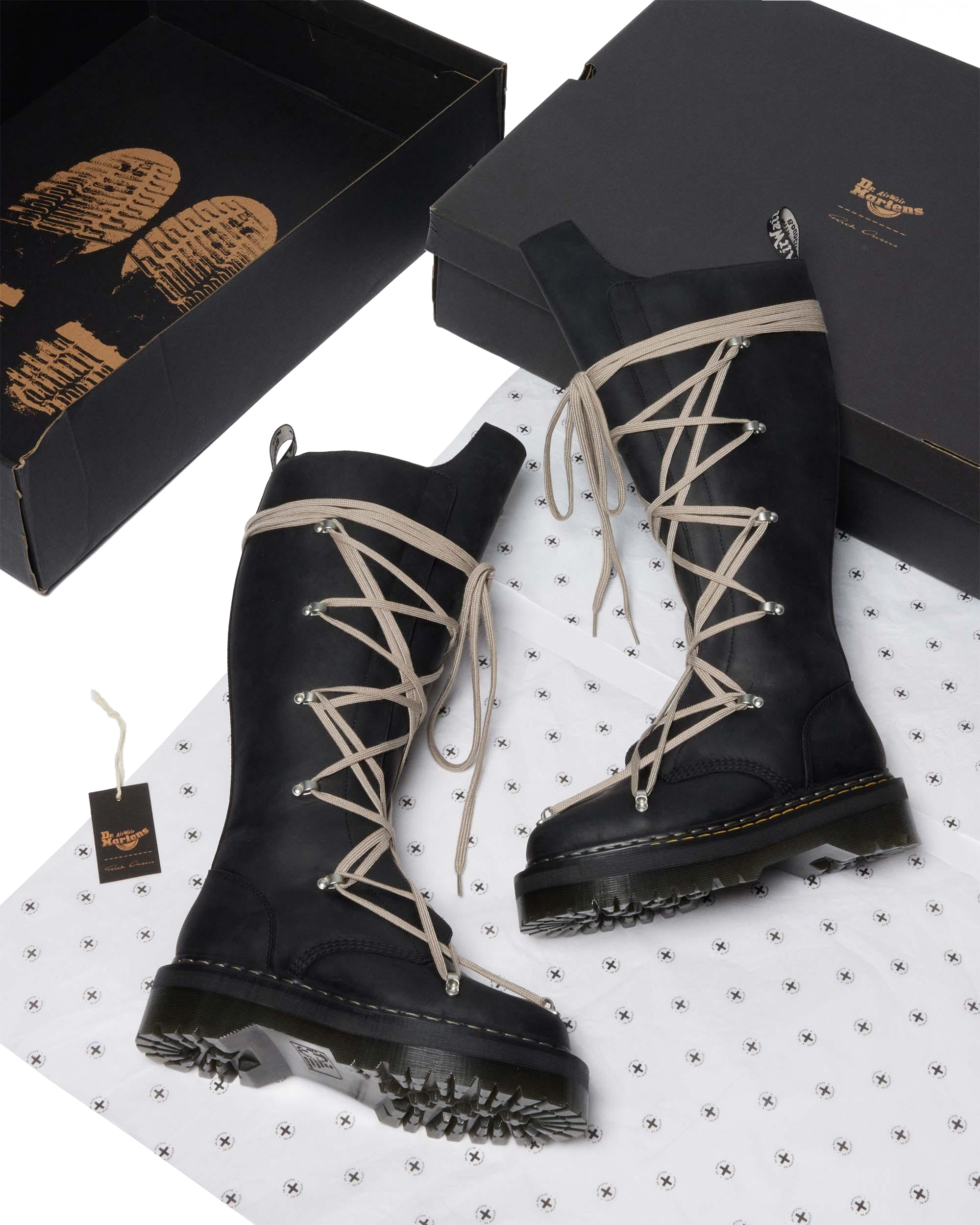 1B60 Rick Owens Pentalace Leather Platform Boots