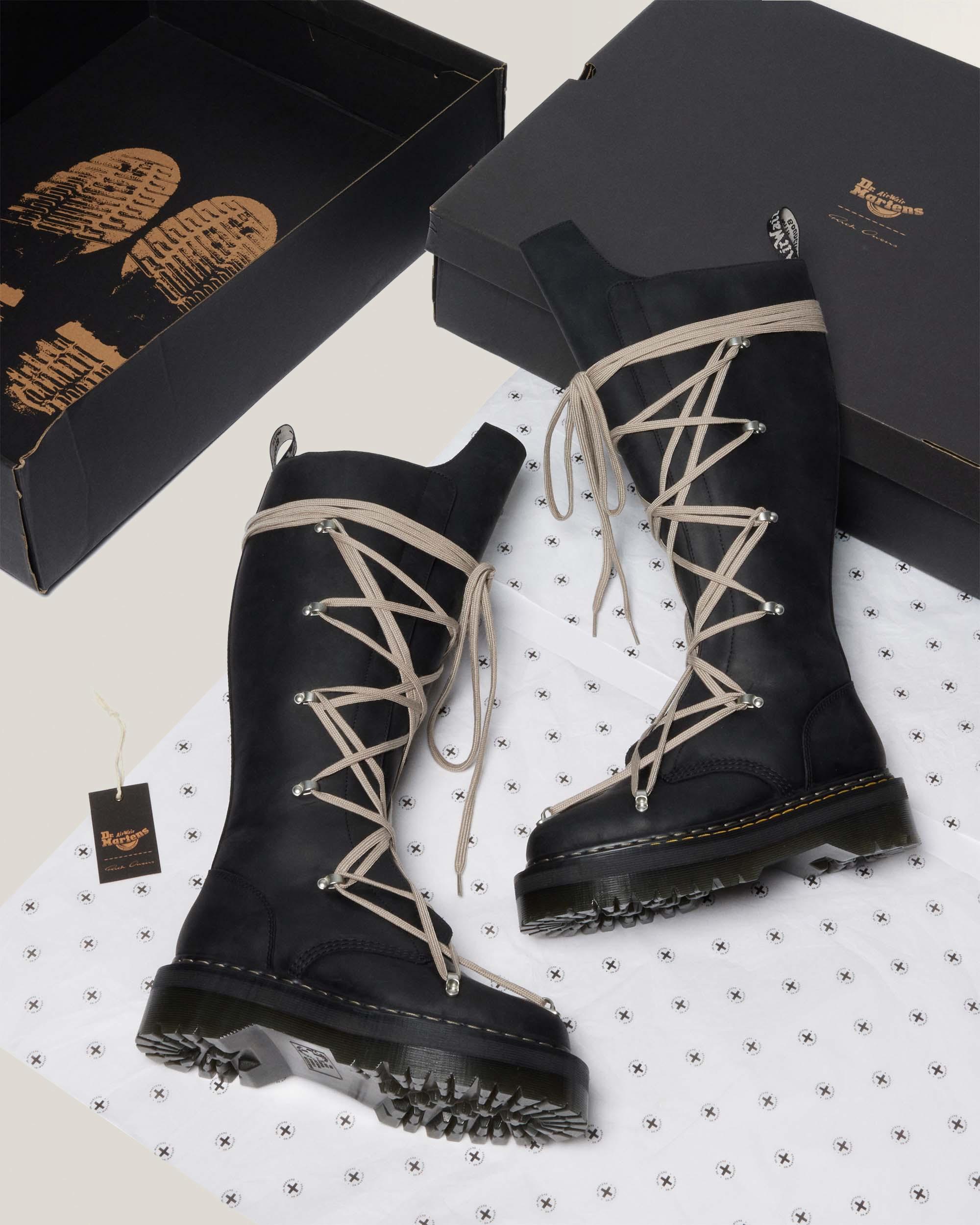 1B60 Rick Owens Pentalace Leather Platform Boots