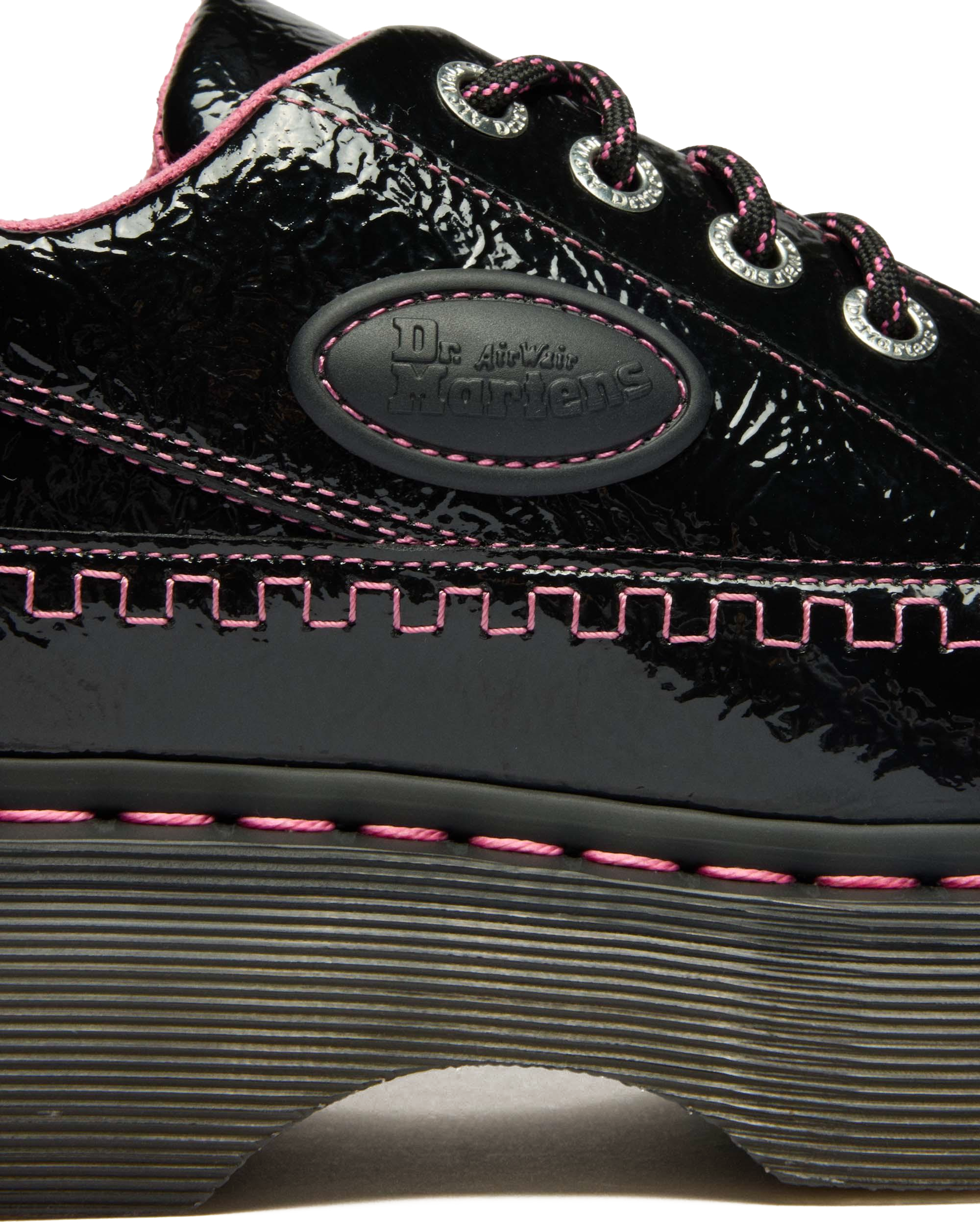 Buzz 5-Eye Distressed Patent Leather Shoes