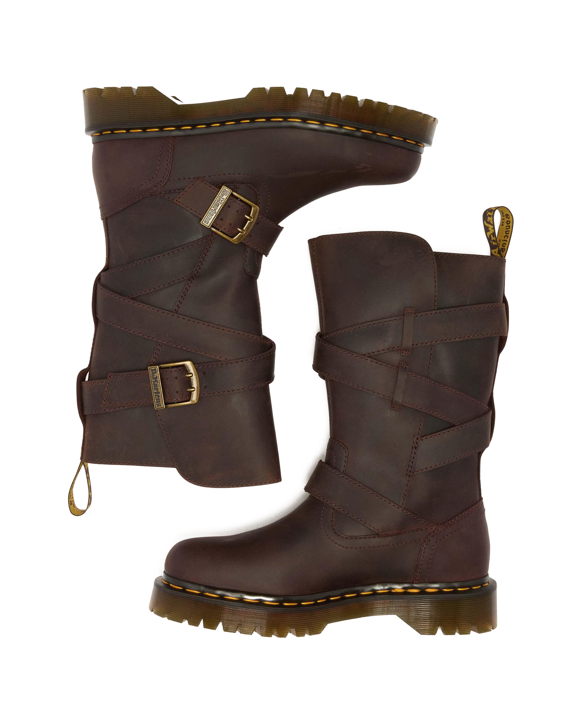 Anistone Two Strap Crazy Horse Leather Biker Boots