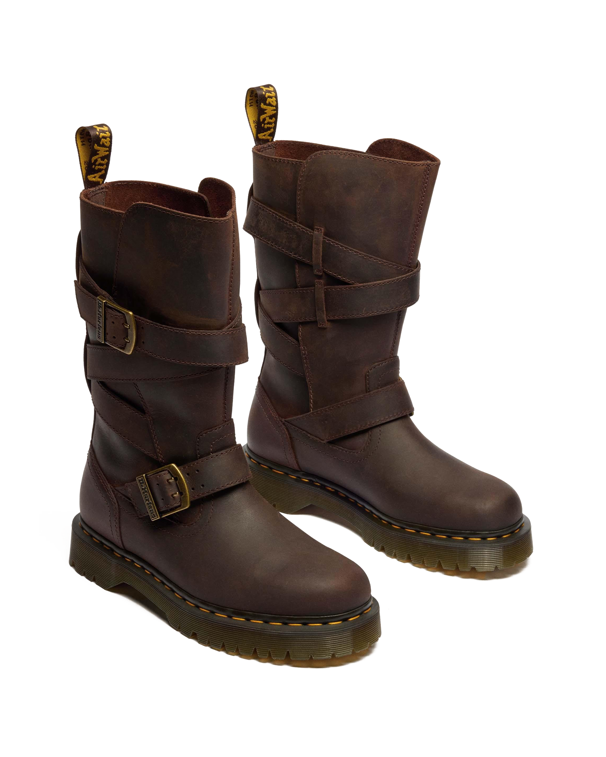 Anistone Two Strap Crazy Horse Leather Biker Boots
