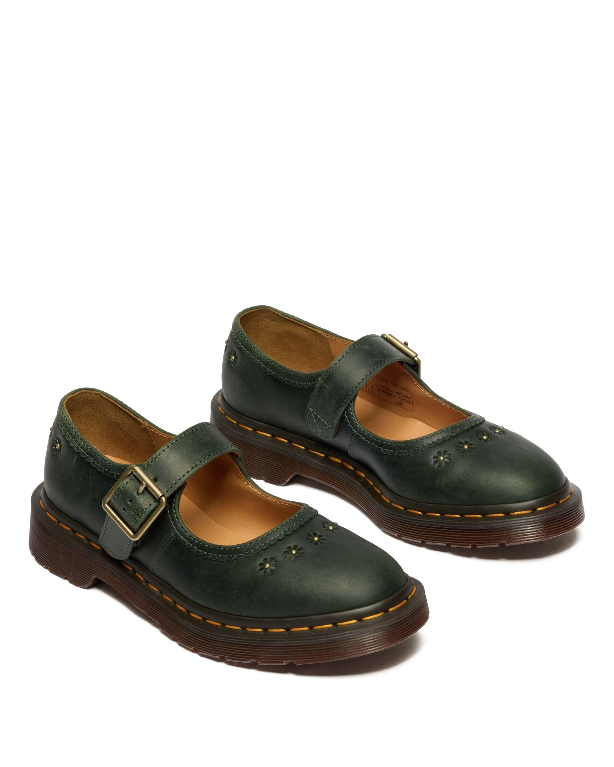 Mary Jane Flower Crazy Horse Leather Shoes