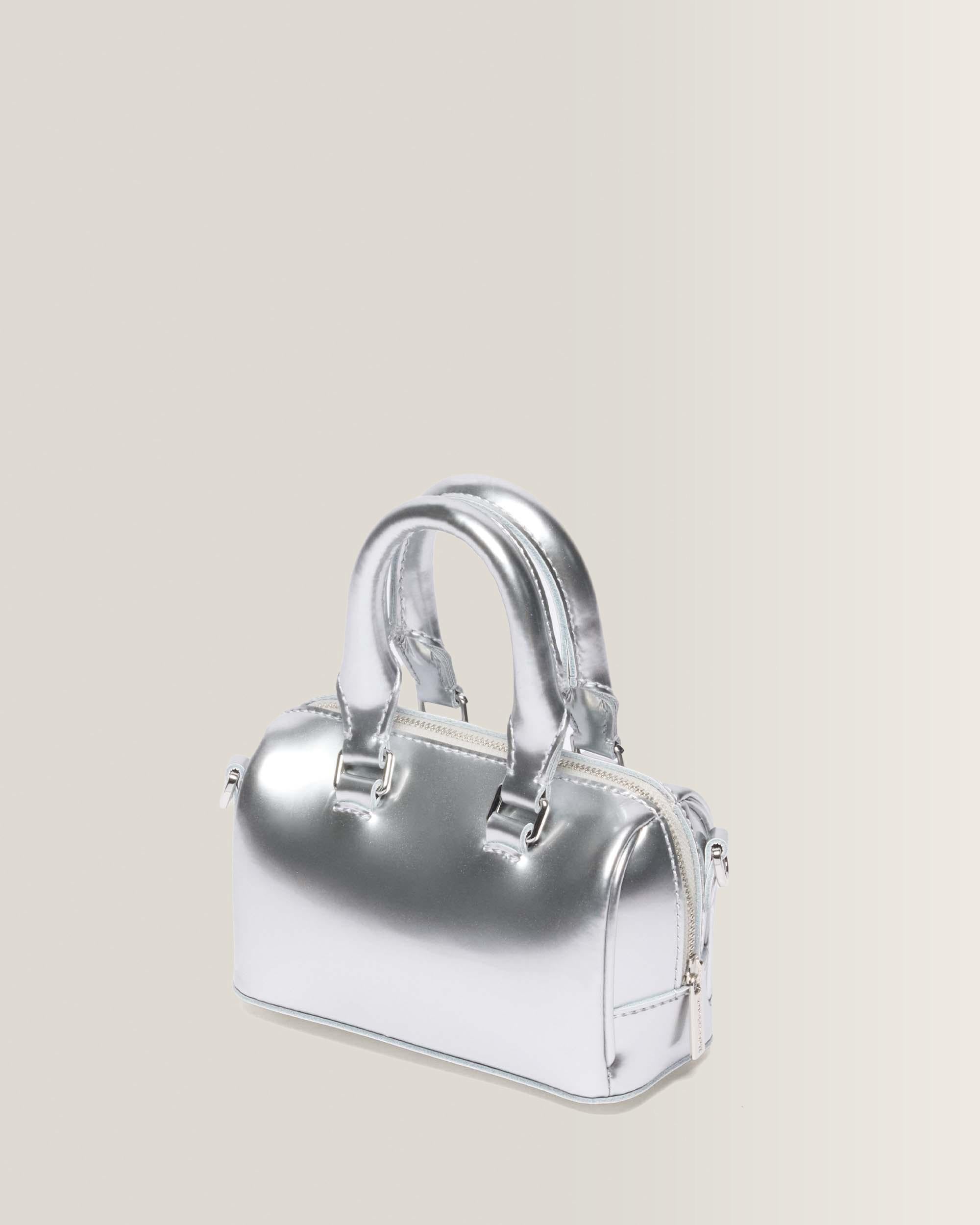 Mini Top Handle Bag Bag Silver Metallic Patent Lamper