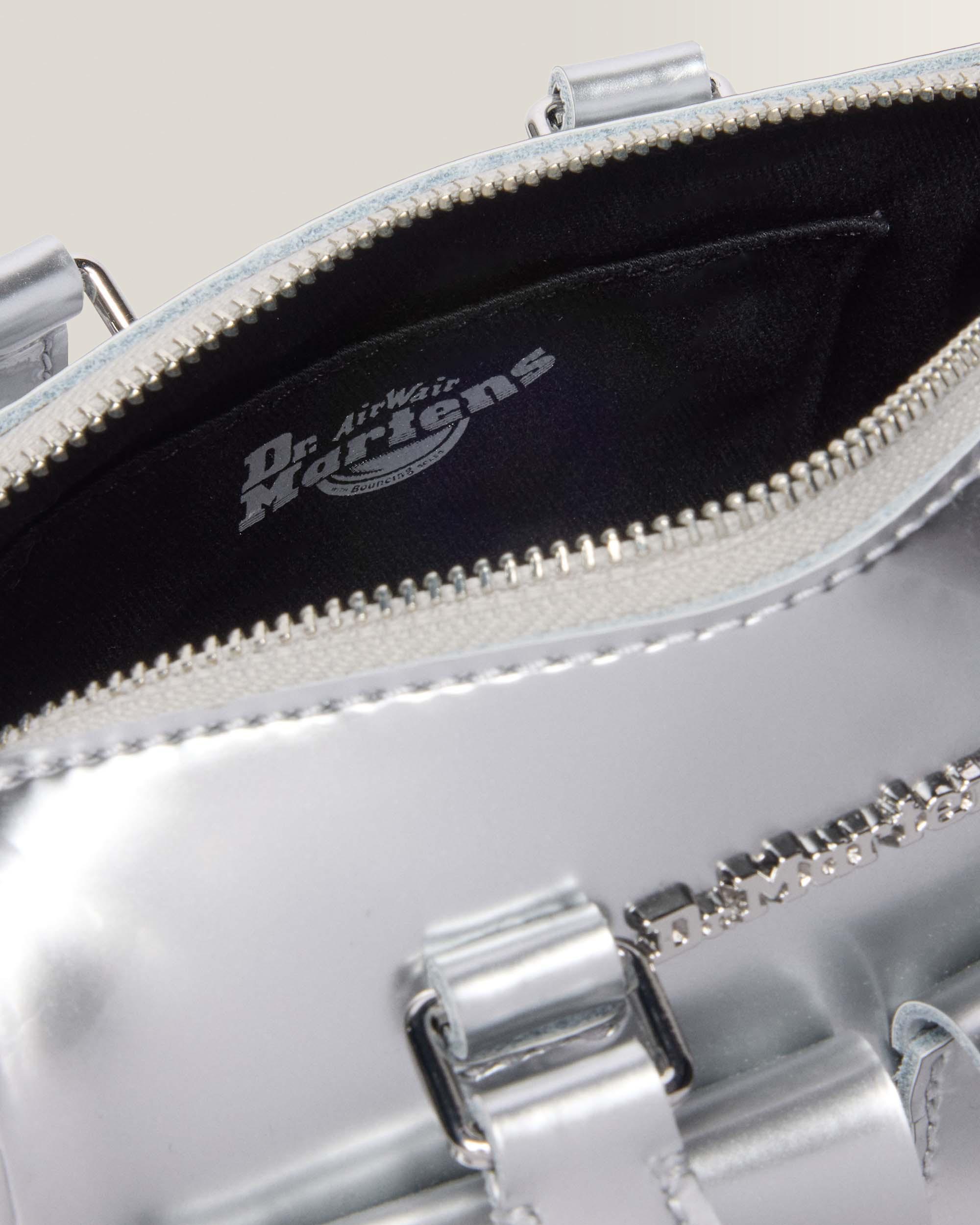 Mini Top Handle Bag Bag Silver Metallic Patent Lamper