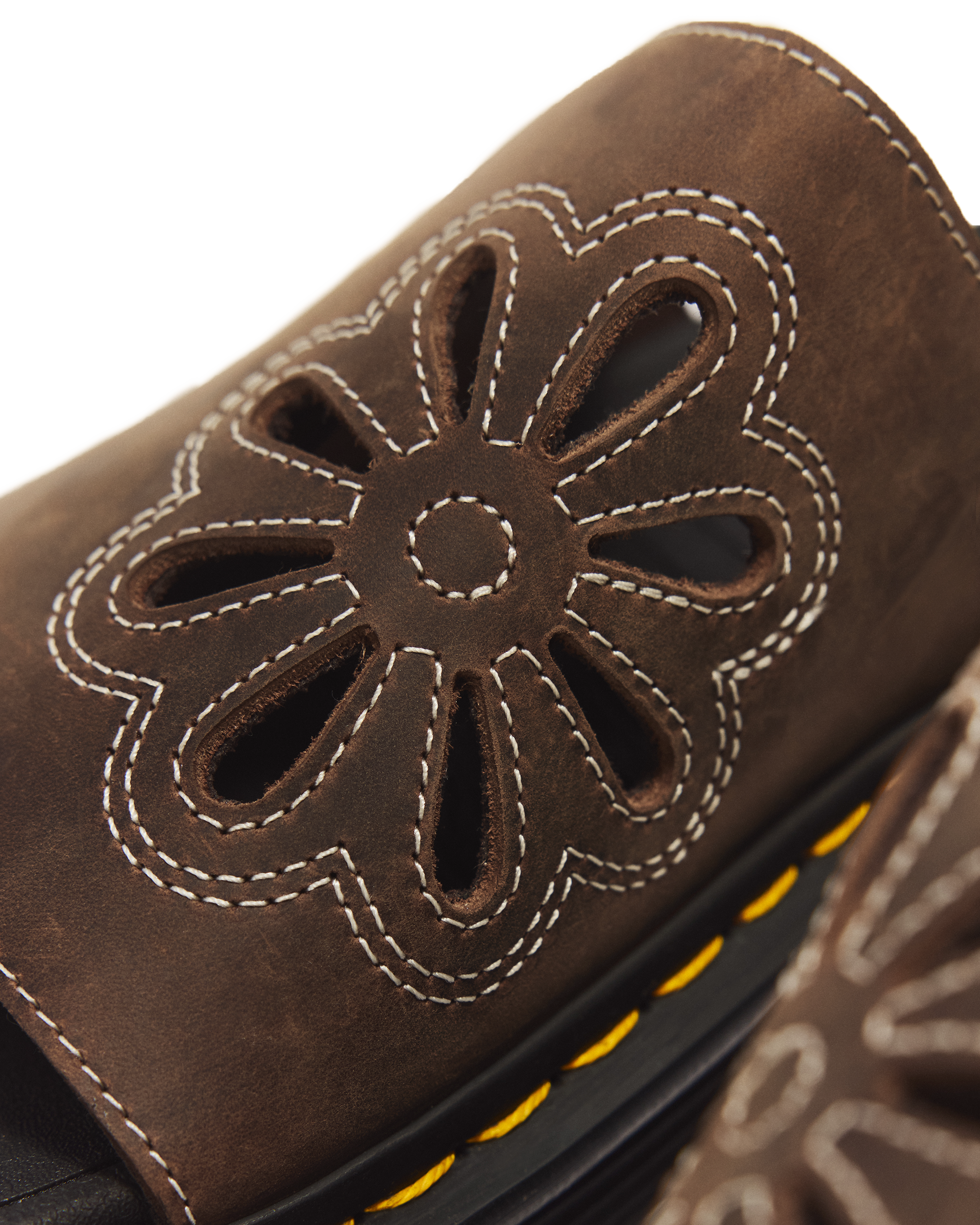 Zebzag Flower Crazy Horse Leather Slides