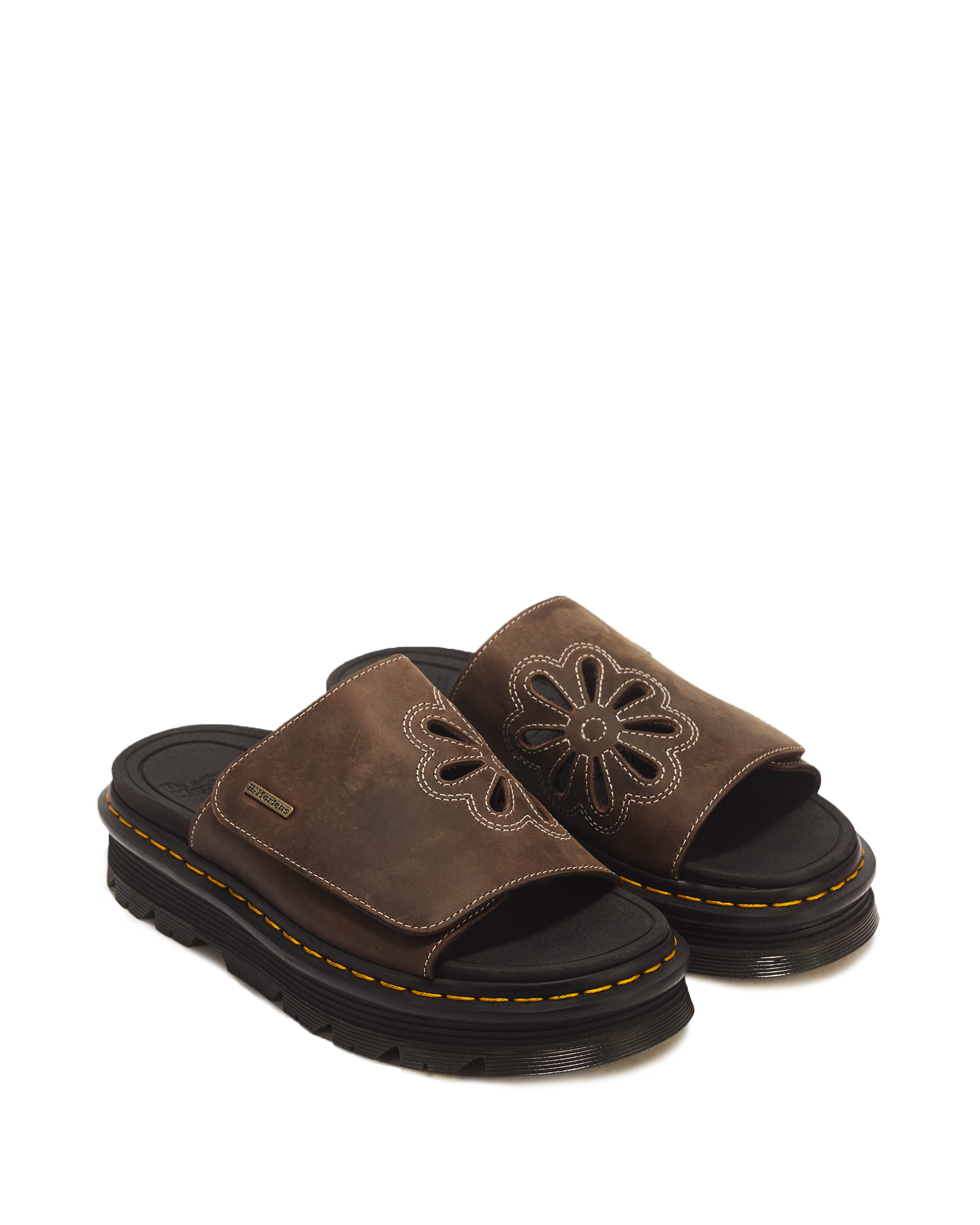 Zebzag Flower Crazy Horse Leather Slides