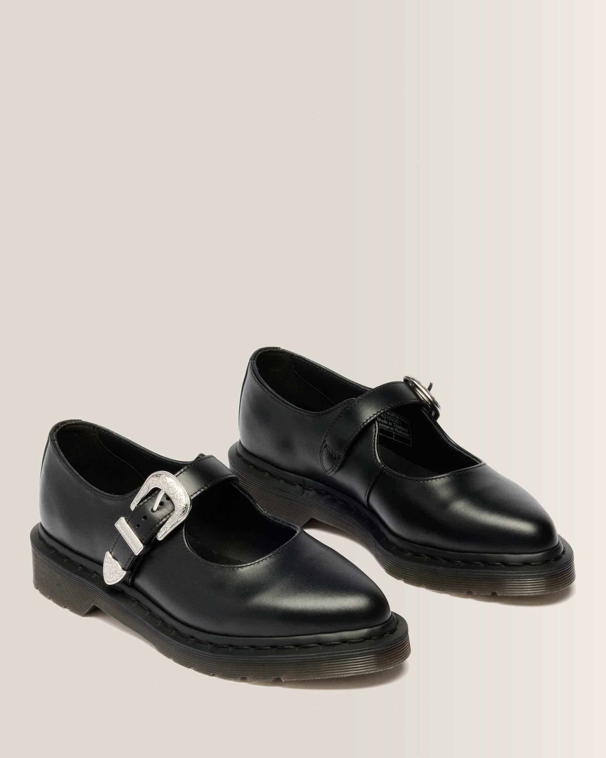 Elphie Mary Jane Buckle Atlas Leather Shoes